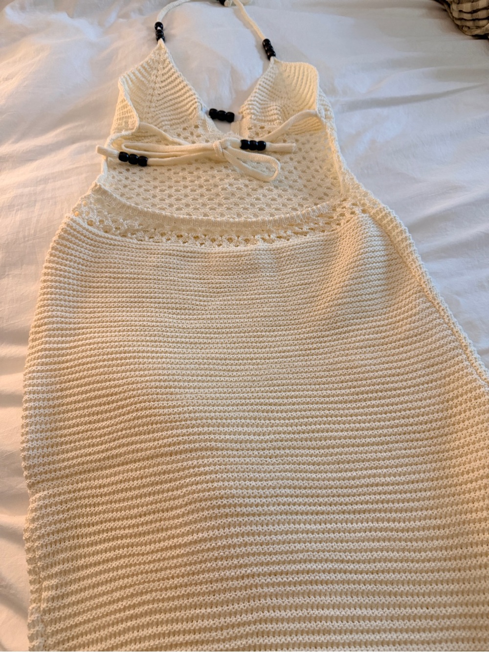 SHEIN Crochet Halter Maxi Dress in Cream - Picture 8 of 8